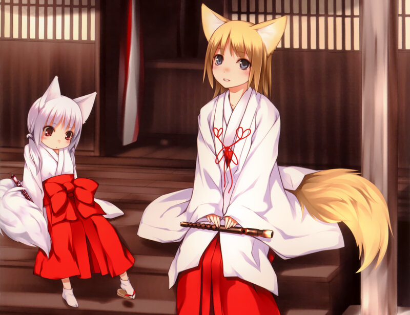 Two Fox Girls in Kimono