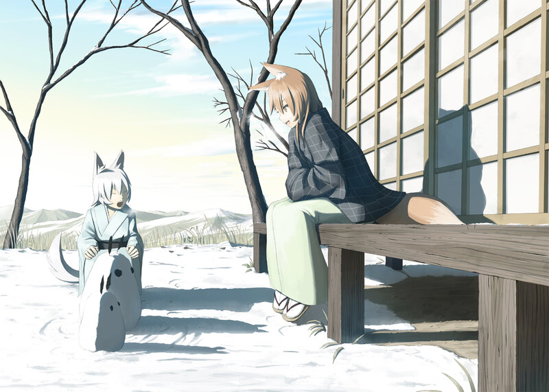 Two Fox Girls in Snow