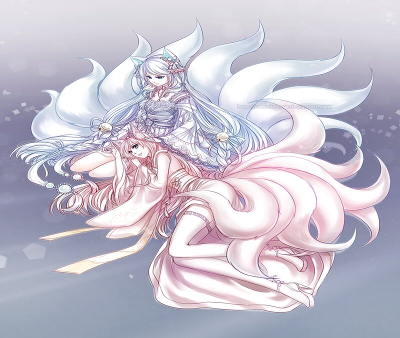 Two Fox Girls — White, Serene