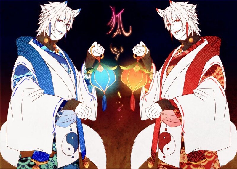 Two Fox-like Characters — White