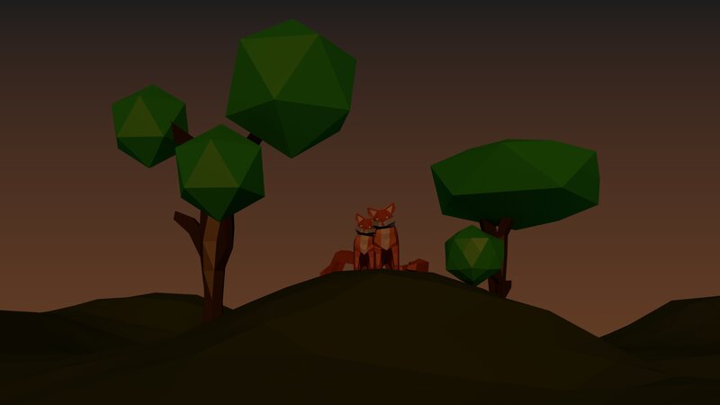 Two Foxes on a Hill — Green
