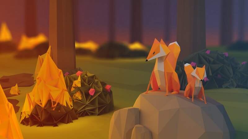 Two Foxes on a Rock