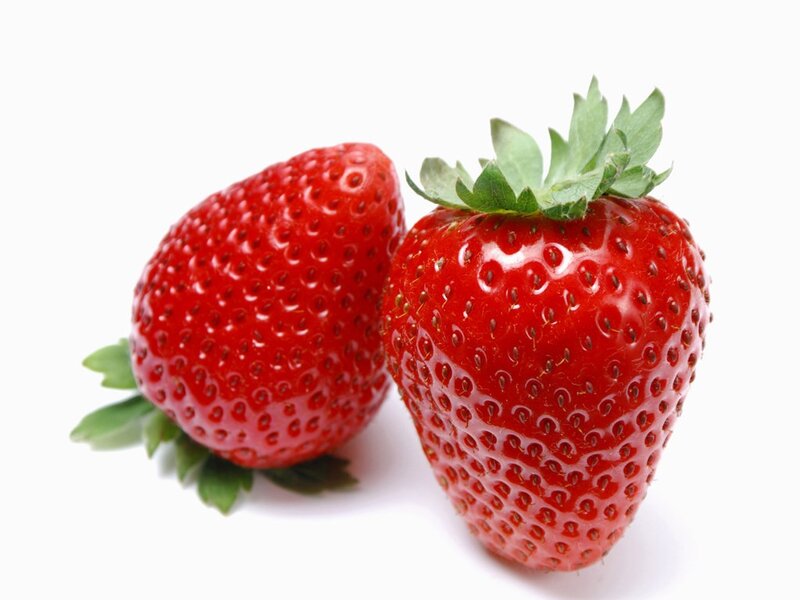 two fresh strawberries