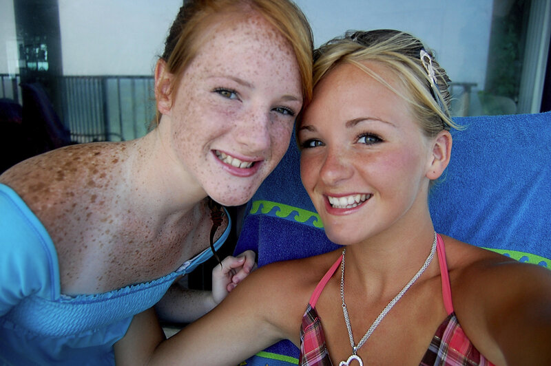 Two friends at the pool