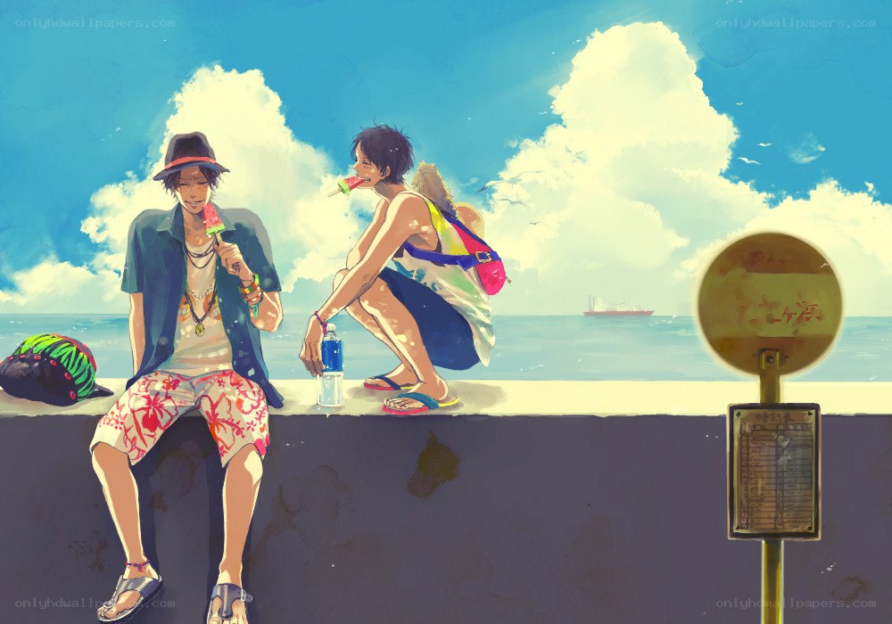 Two friends at the seaside