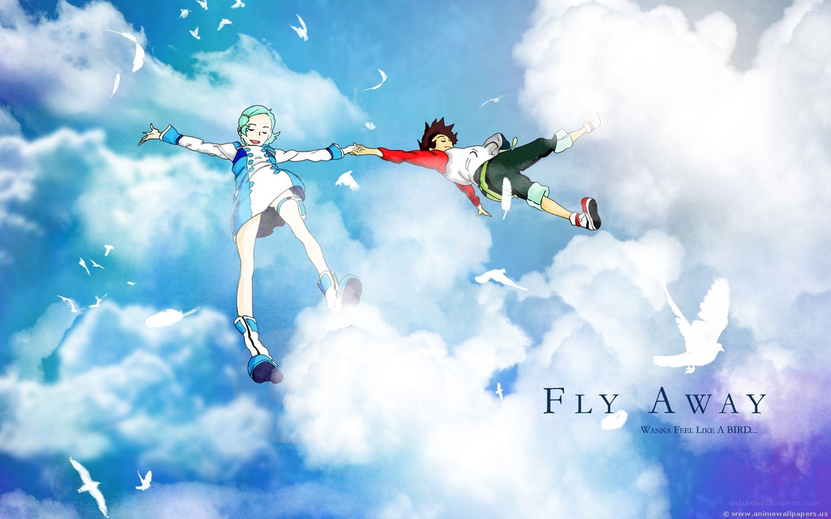 two friends flying in the sky
