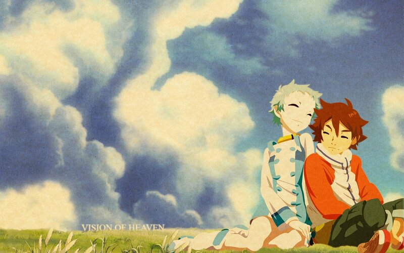 Two friends in a field