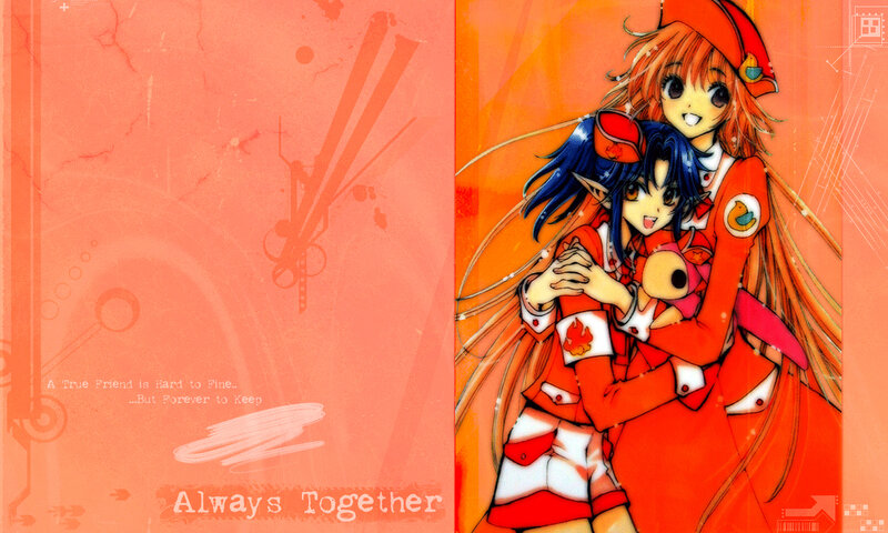 Two friends in red uniforms