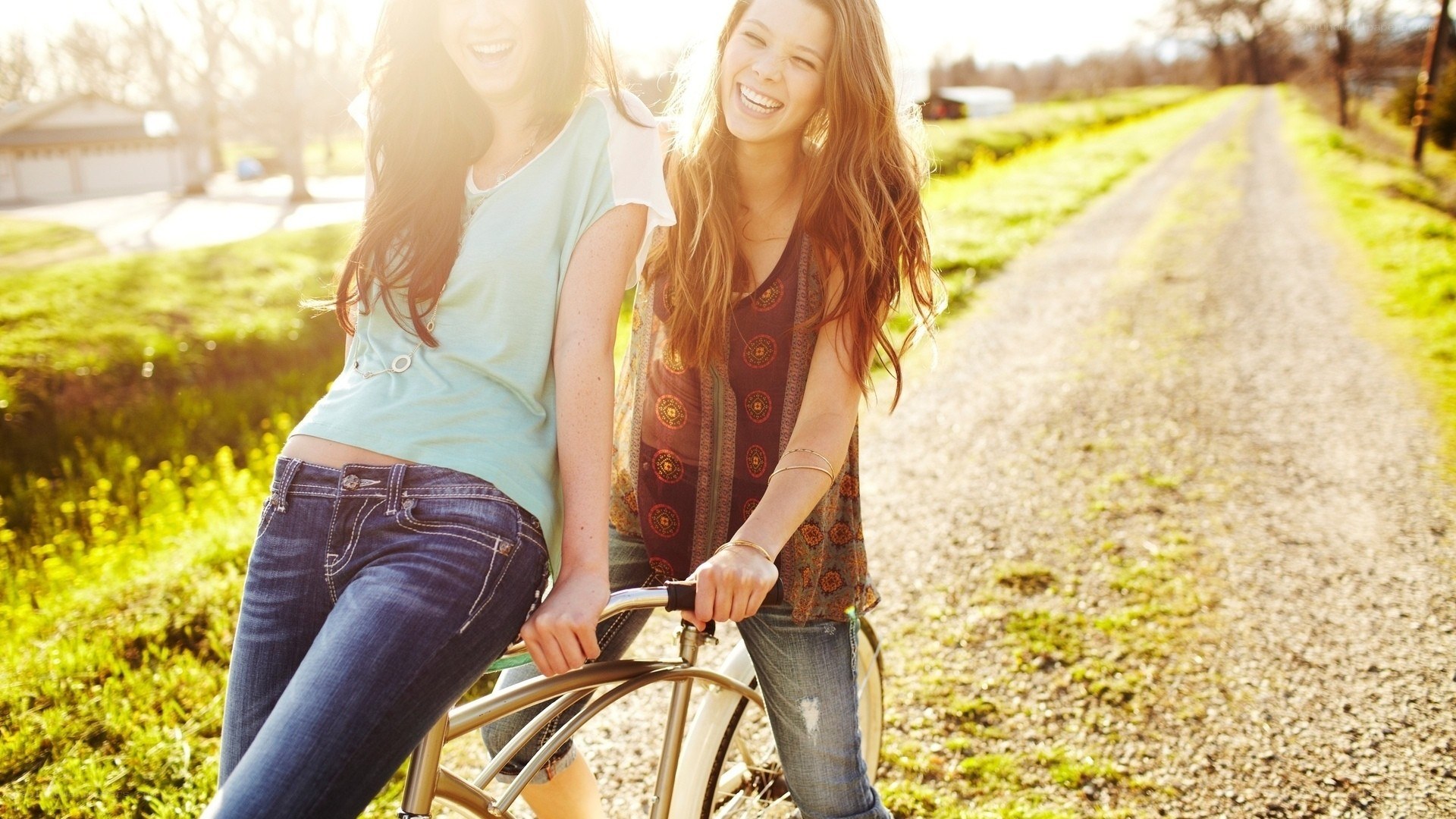 Two friends on a bike ride