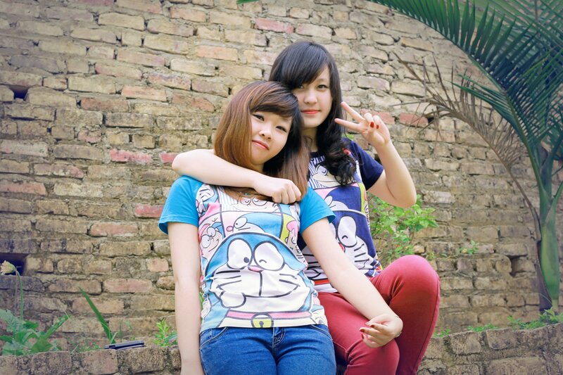 Two friends posing together