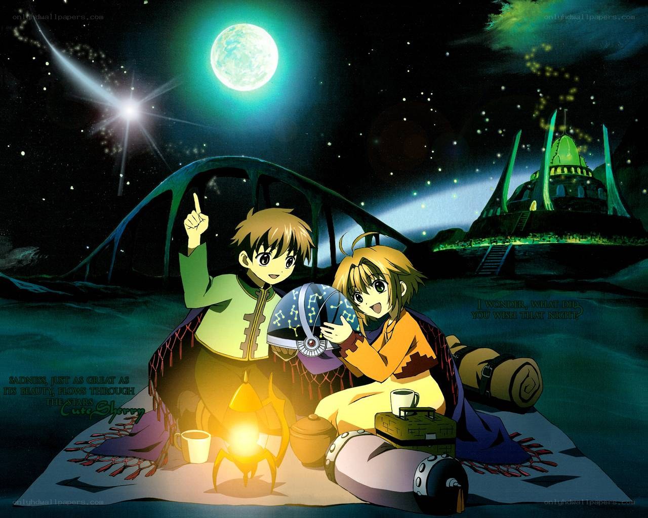 Two friends under the moon