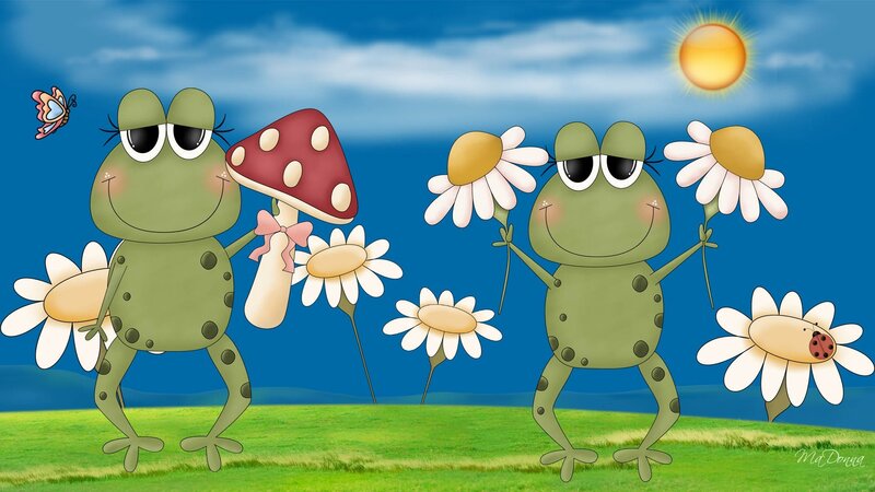 Two Frogs in Field