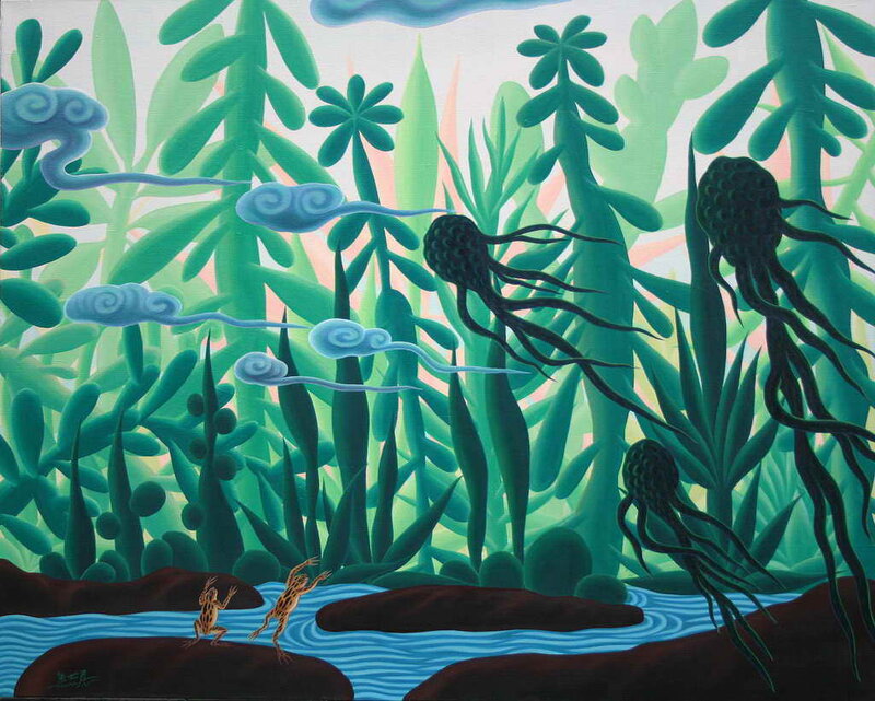 Two Frogs in Stream