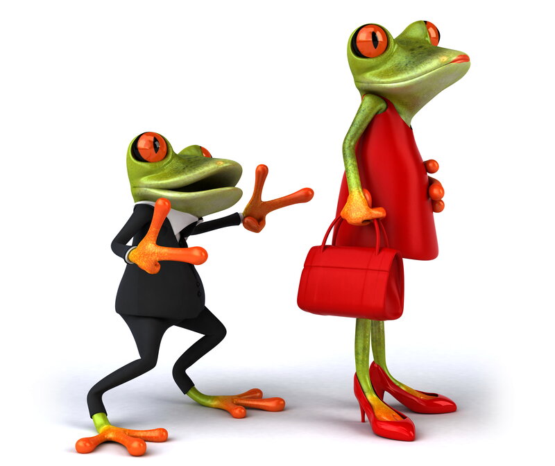 Two Frogs in Suits