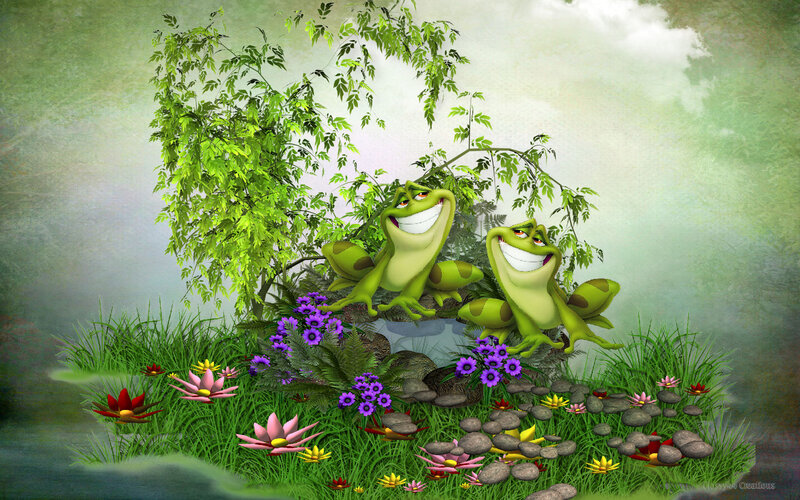 Two Frogs on a Pond