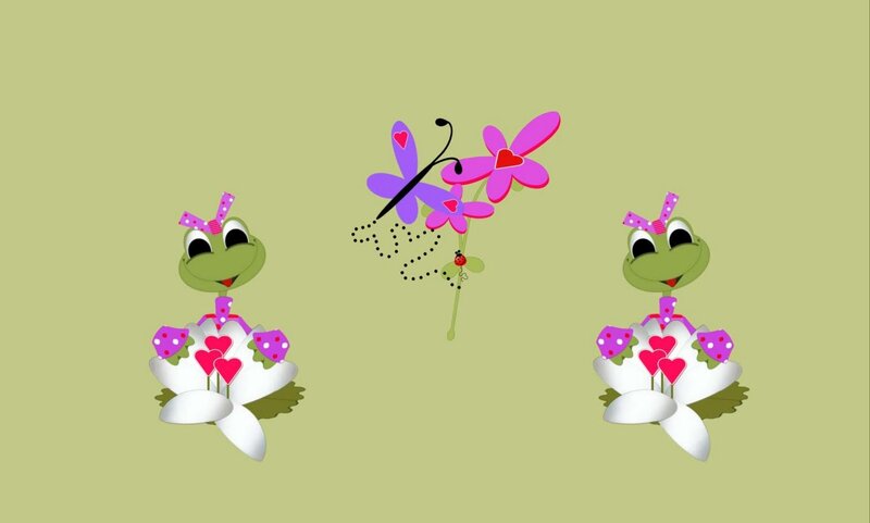 Two Frogs with Flowers