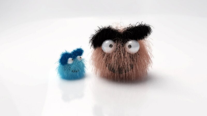 Two Furry Creatures — Blue, Playful
