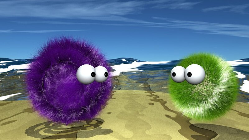 two furry creatures on a beach