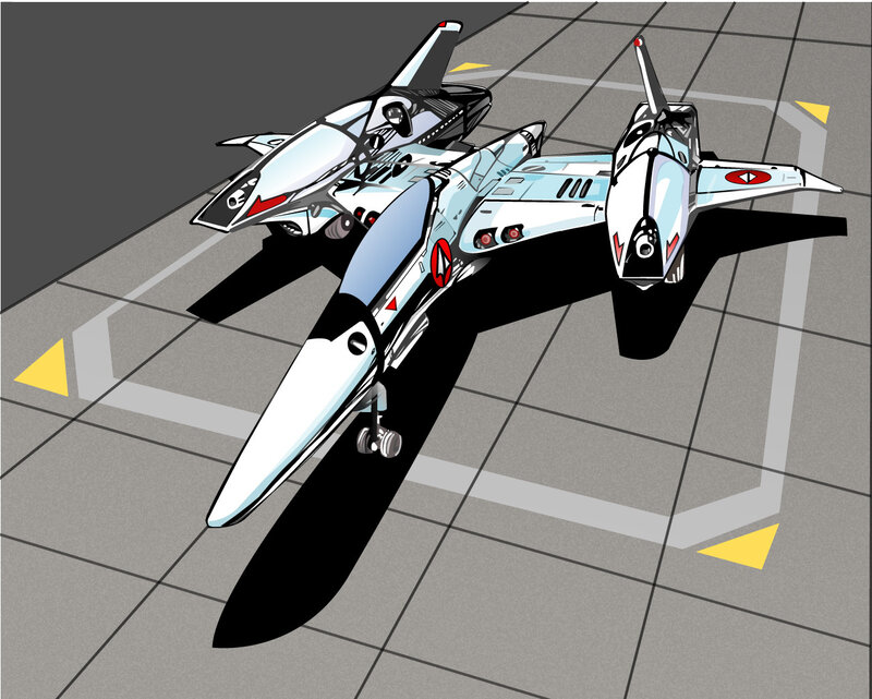 Two Futuristic Fighter Jets — White