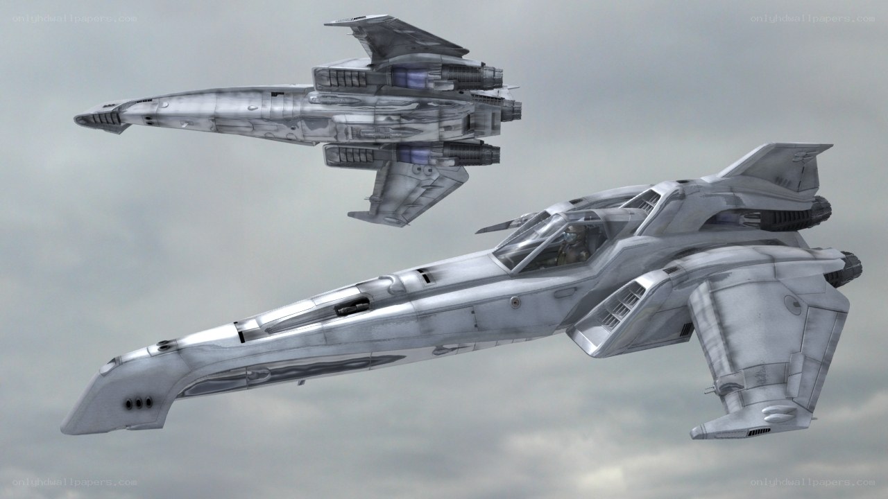two futuristic fighter jets