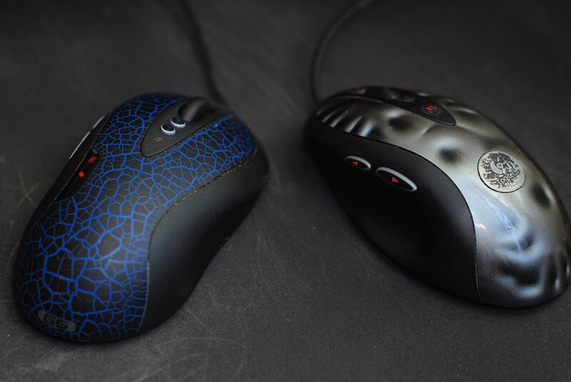 two gaming mice on surface