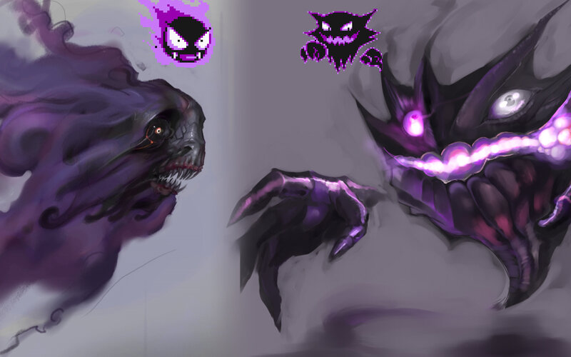 Two Ghostly Creatures — Purple, Dark, Menacing