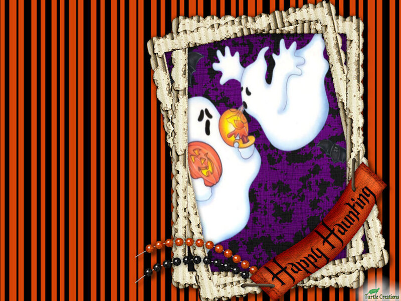 Two Ghosts Holding Pumpkins