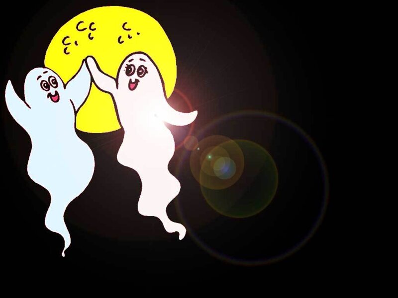 two ghosts with moon