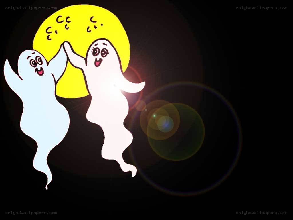two ghosts with moon