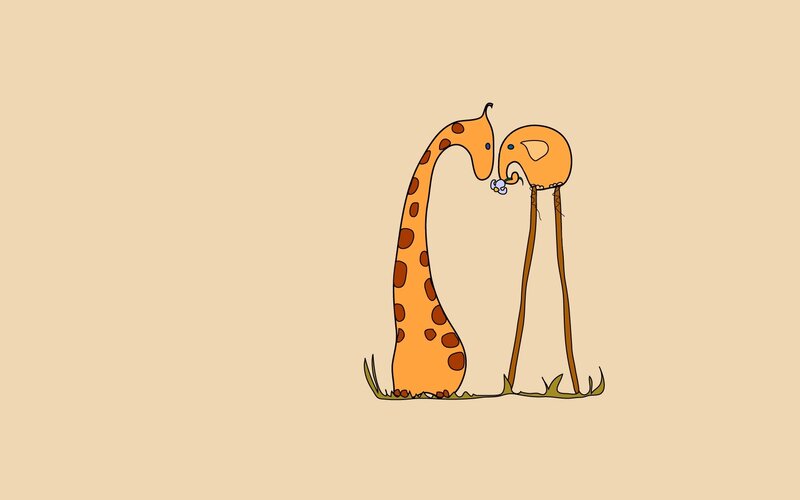 Two Giraffes Kissing
