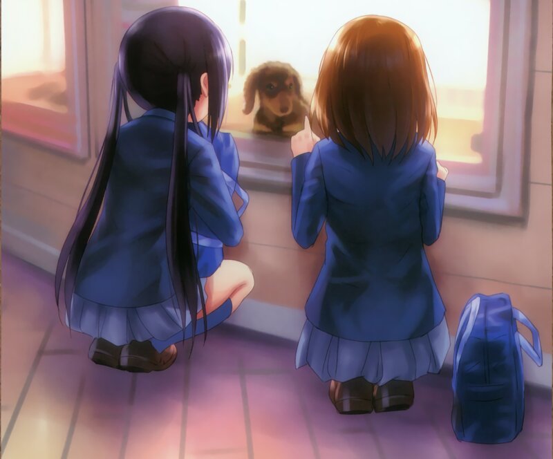 Two Girls and a Dog — Blue