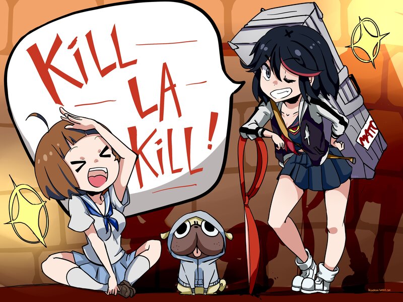 Two Girls and a Dog — Orange