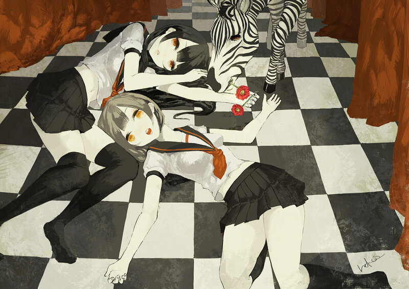 Two Girls and a Zebra