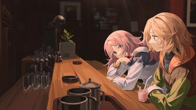 Two Girls at a Bar — Brown