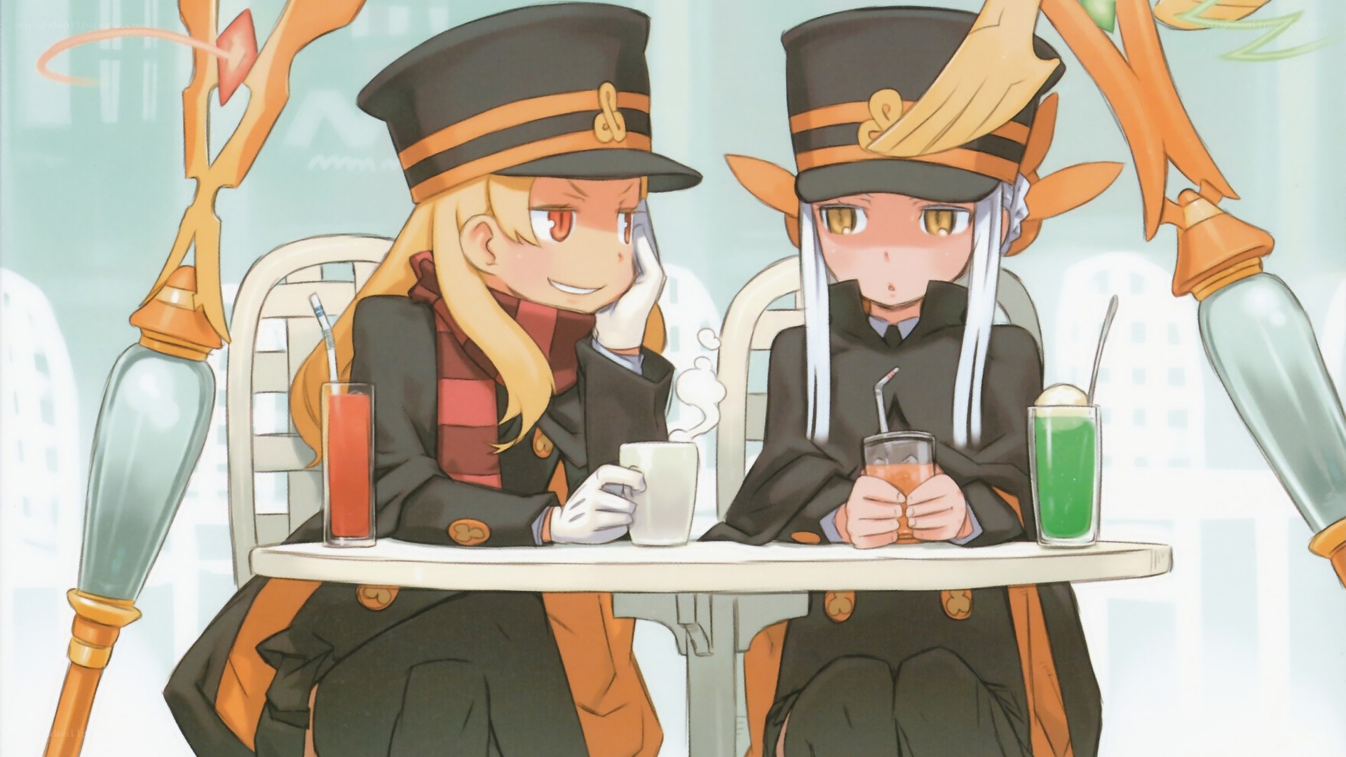Two girls at a cafe