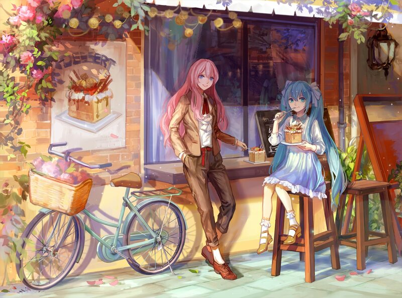 Two Girls at a Cafe — Blue