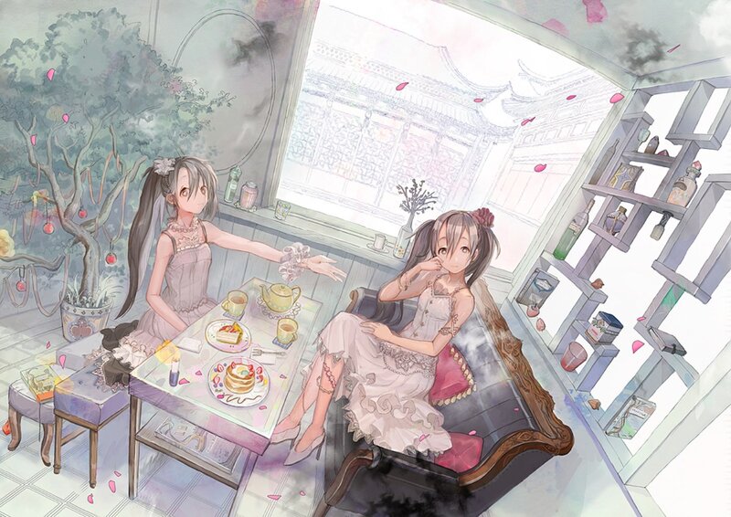Two Girls at a Cafe — Pink