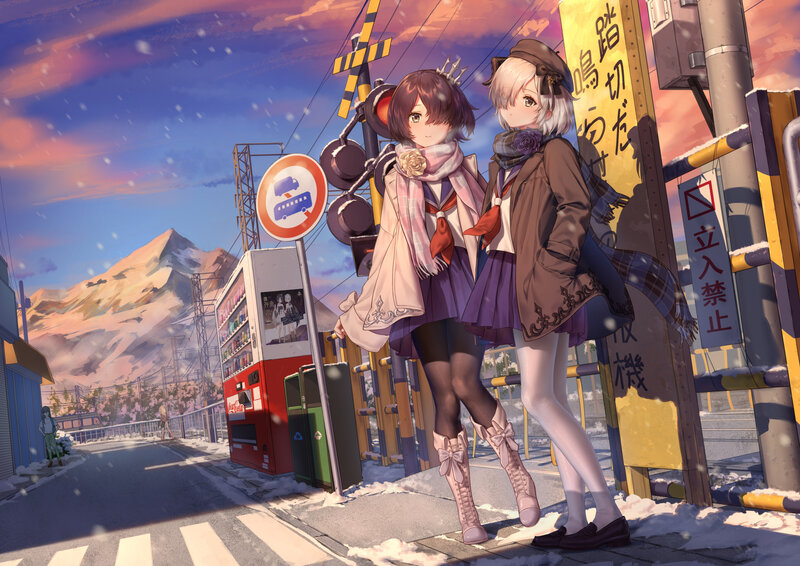 Two Girls at a Crossing