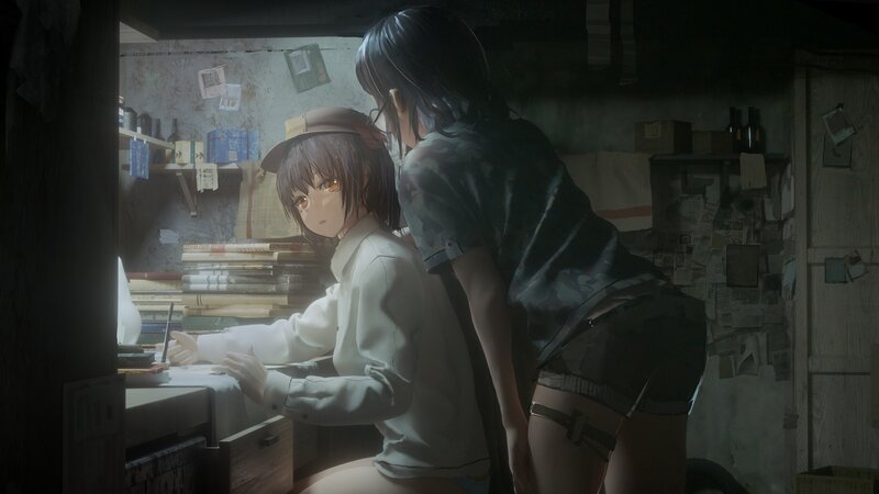 Two Girls at a Desk — Gray