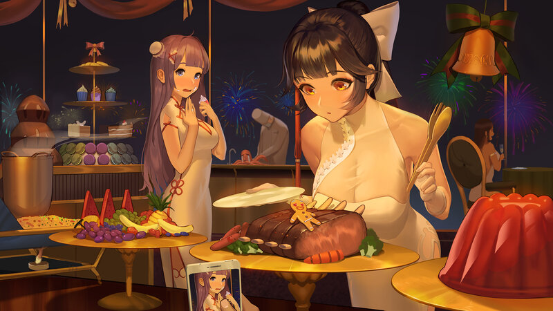 Two Girls at a Dinner Party