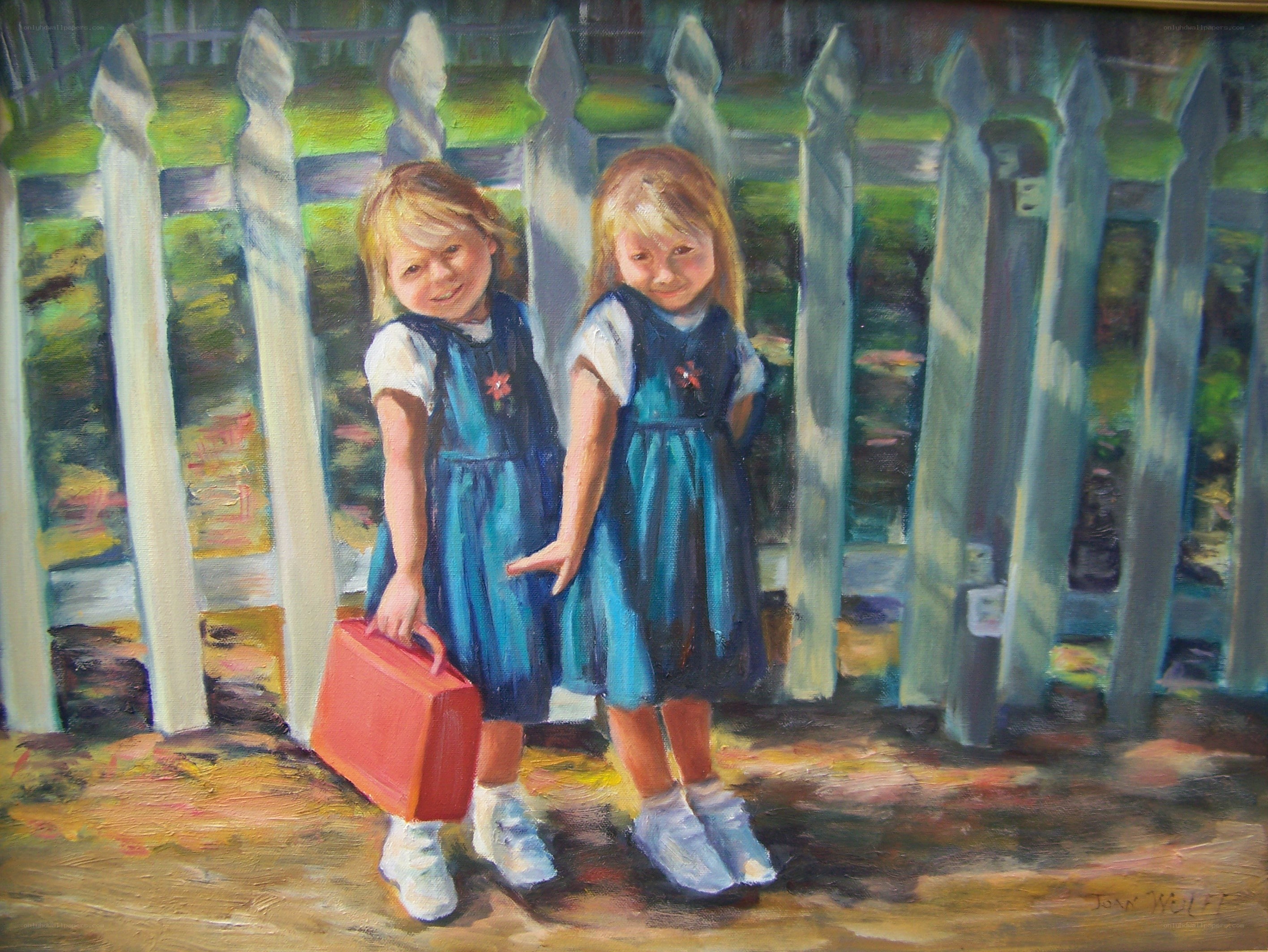 Two girls at a fence