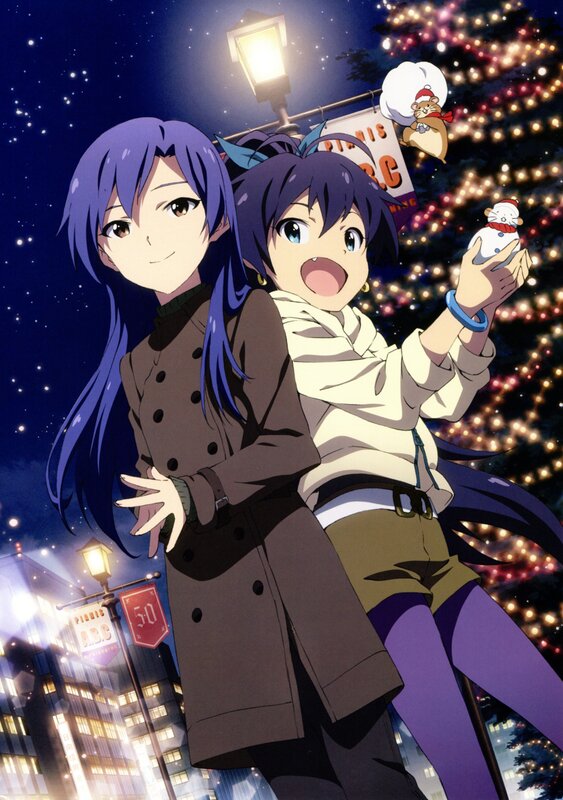 Two girls at a festive night scene