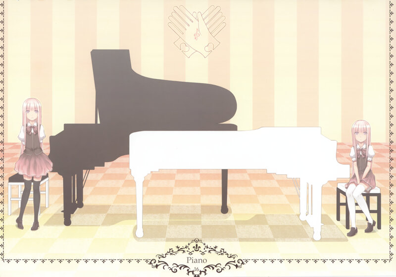 Two girls at a piano