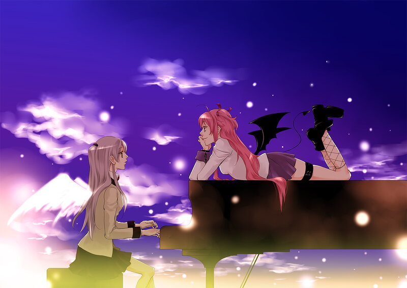 Two Girls at a Piano — Purple