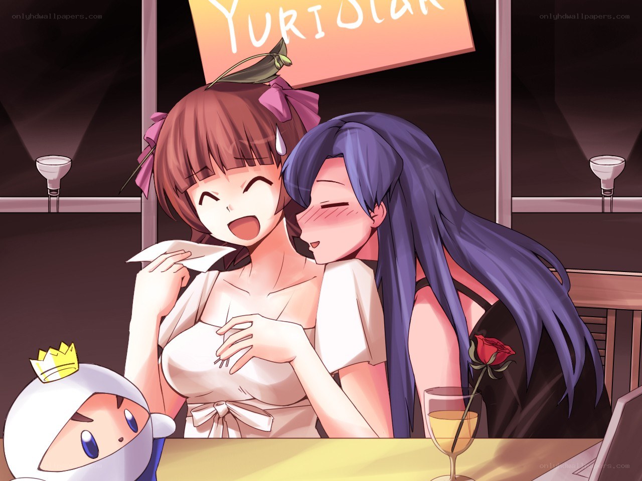 Two girls at a restaurant