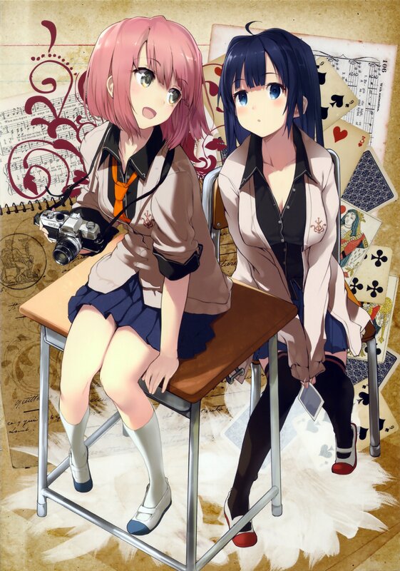 Two girls at a school desk