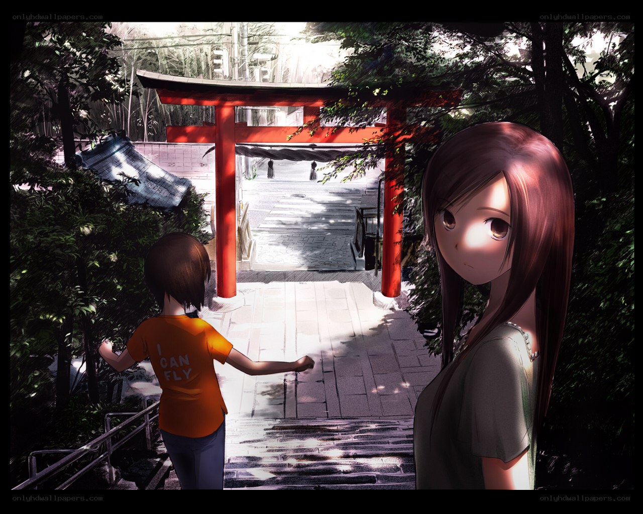 Two girls at a shrine