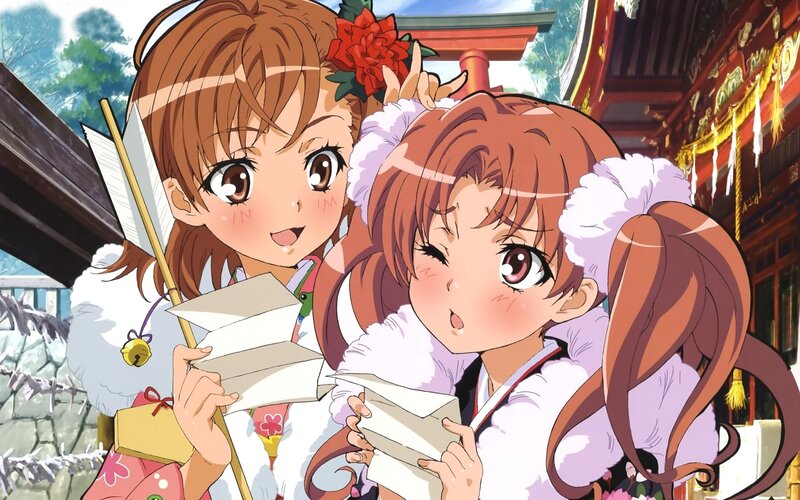 Two girls at a shrine