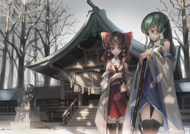 Two girls at a shrine