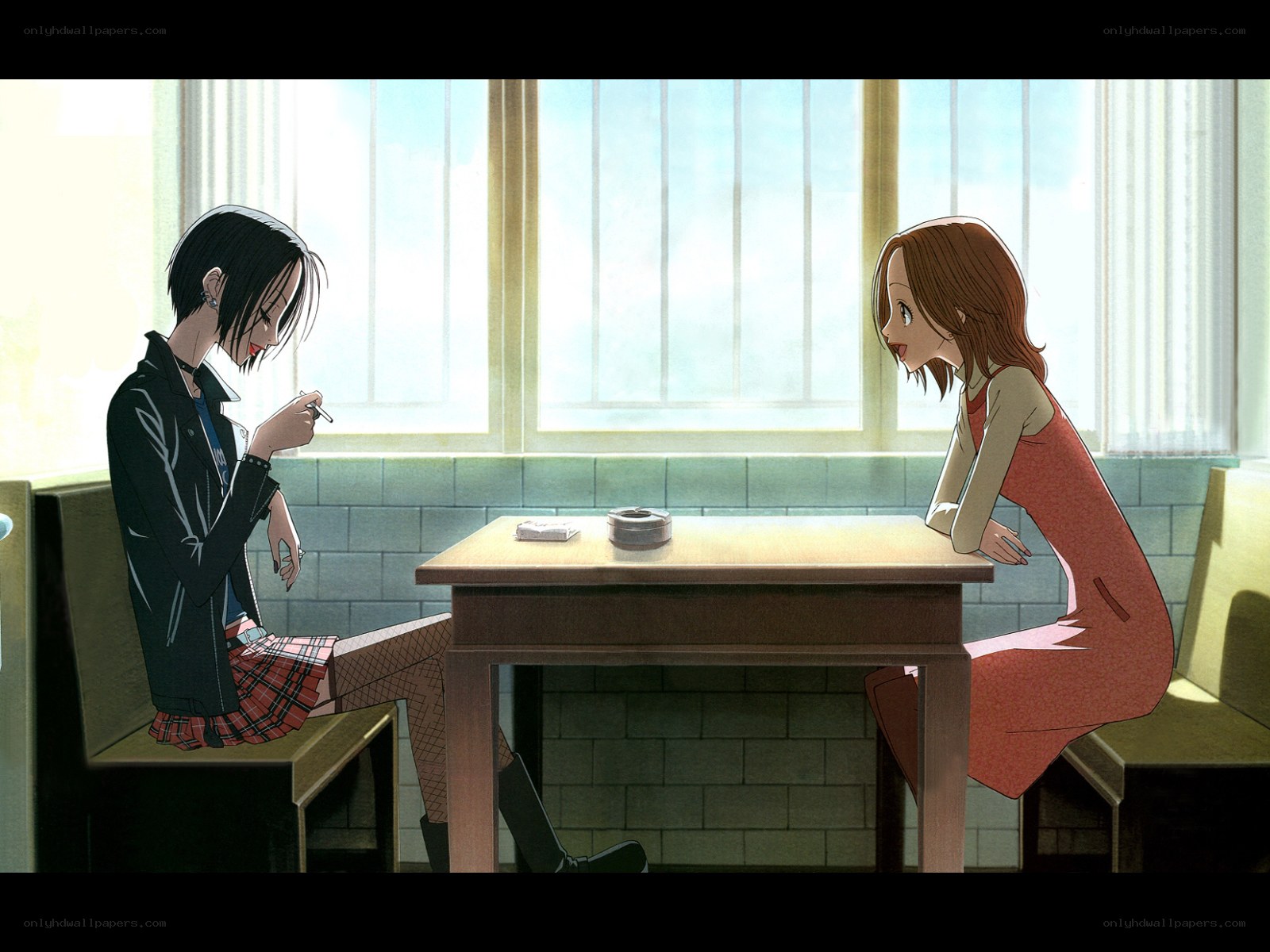 Two girls at a table